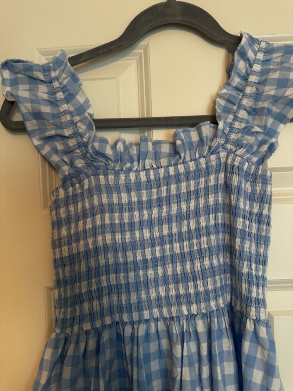 Blue Gingham Smocked Maxi Dress - Picture 4 of 6